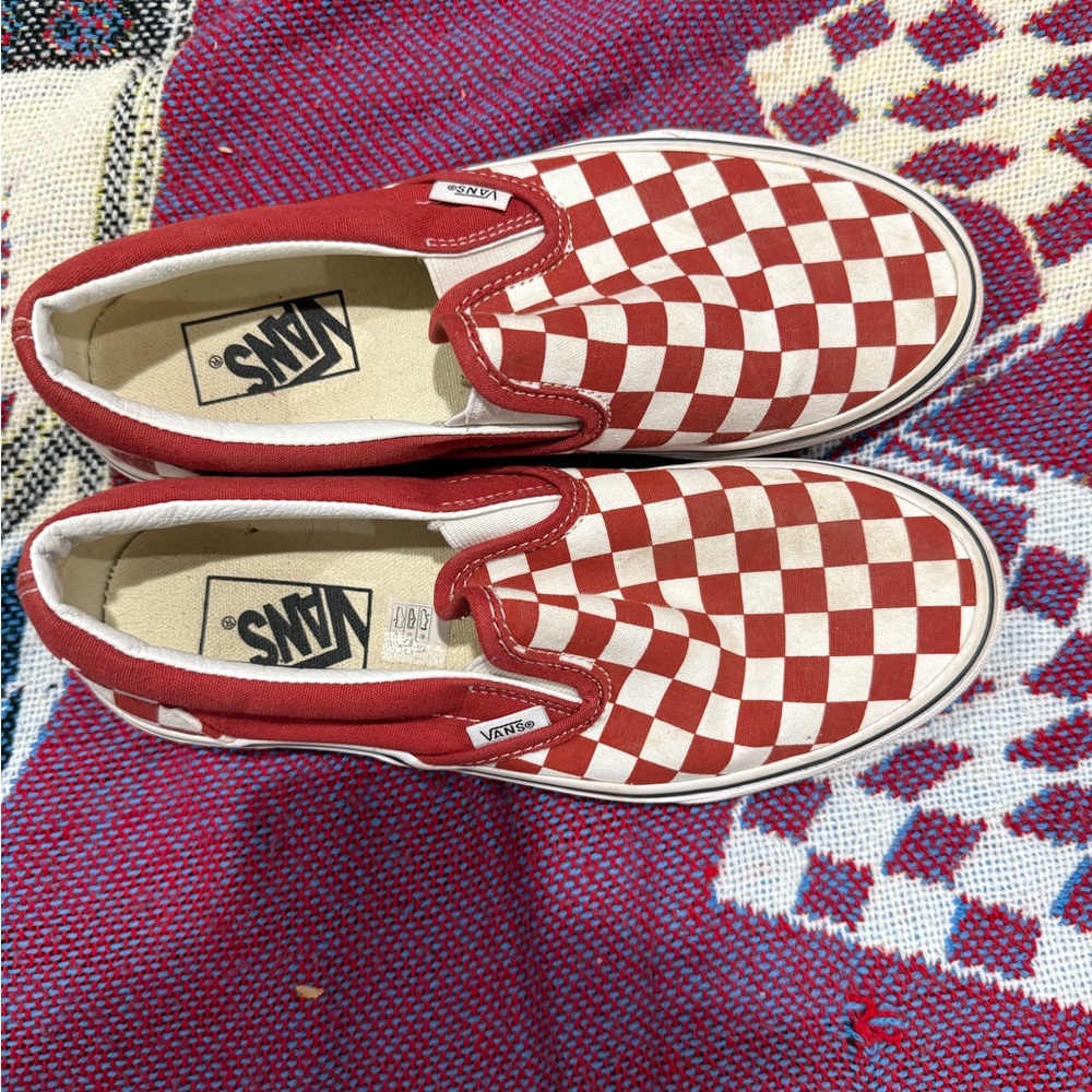 Vans Red and White Checkered Slip-Ons - Picture 2 of 7
